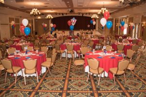 The beautifully decorated Westlake Golf & Country Club Ballroom
